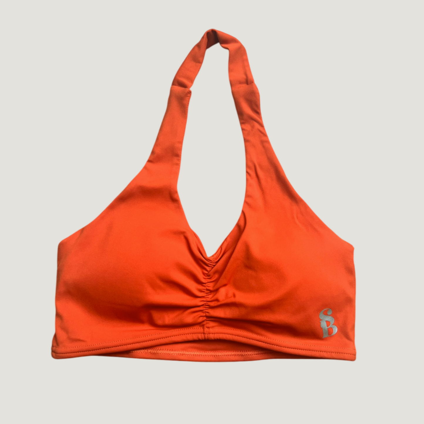 Amelia Halter Neck Sport Bra in Neon Orange