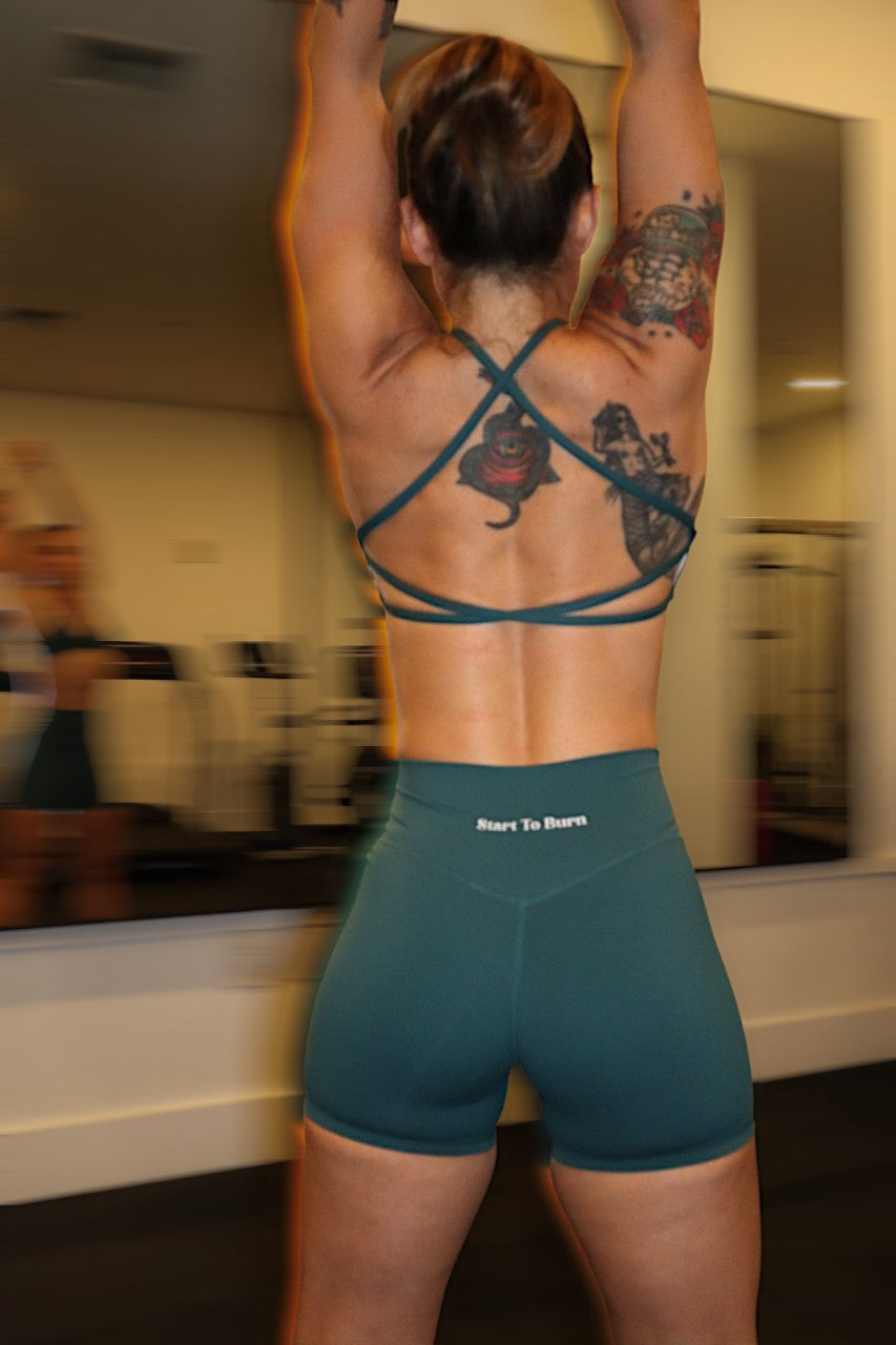 Taylor Twist Front Sports Bra in Jade Green