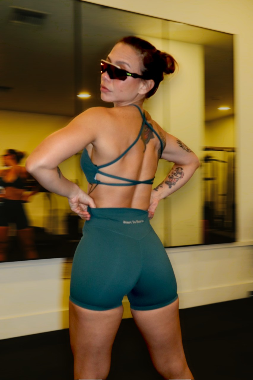 Taylor Twist Front Sports Bra in Jade Green